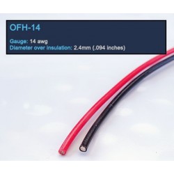 High performance hook up wire. 14 gauge silver plated OFC, Teflon insulation, Red